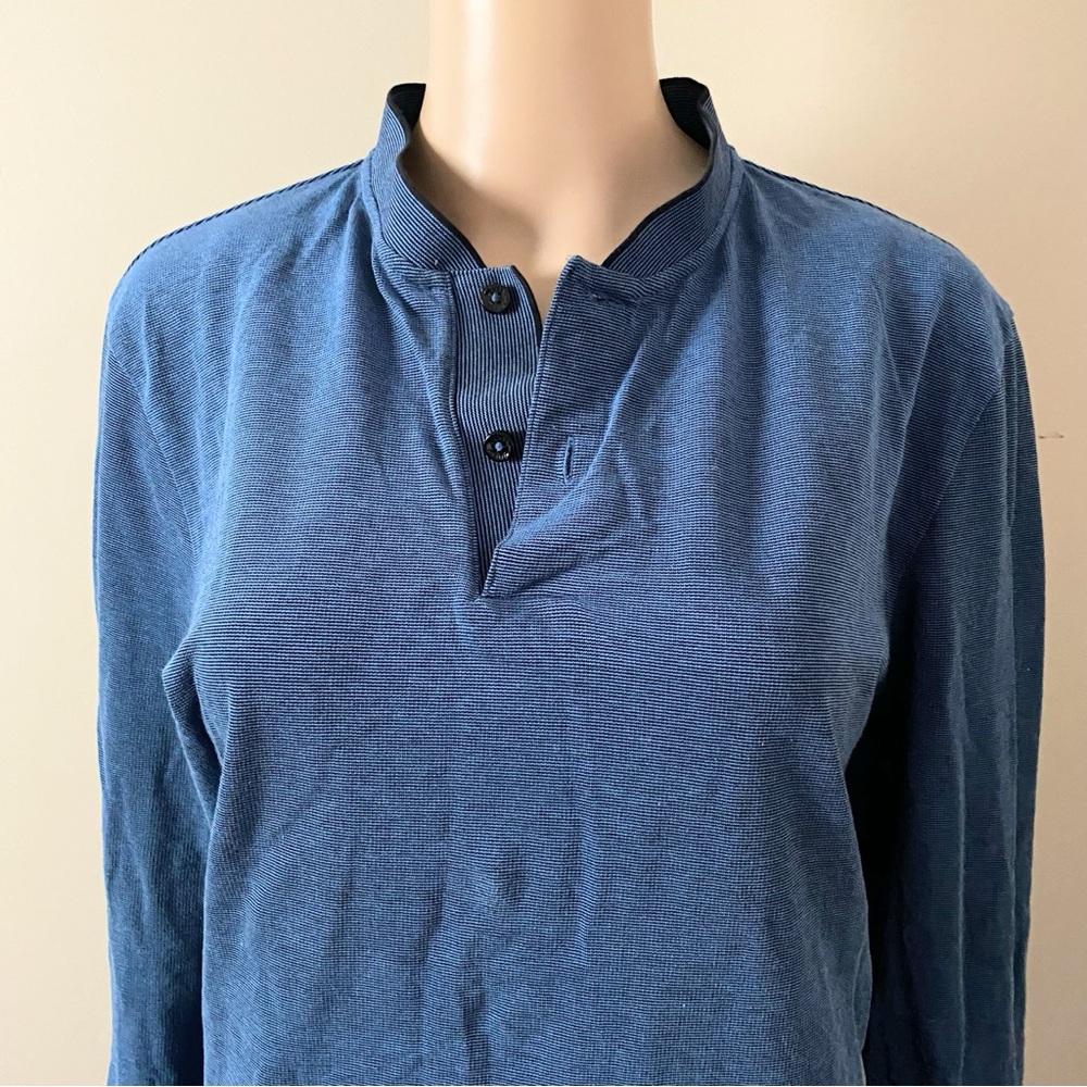 Hugo Boss Henley Blue Long Sleeve polo shirt, size large